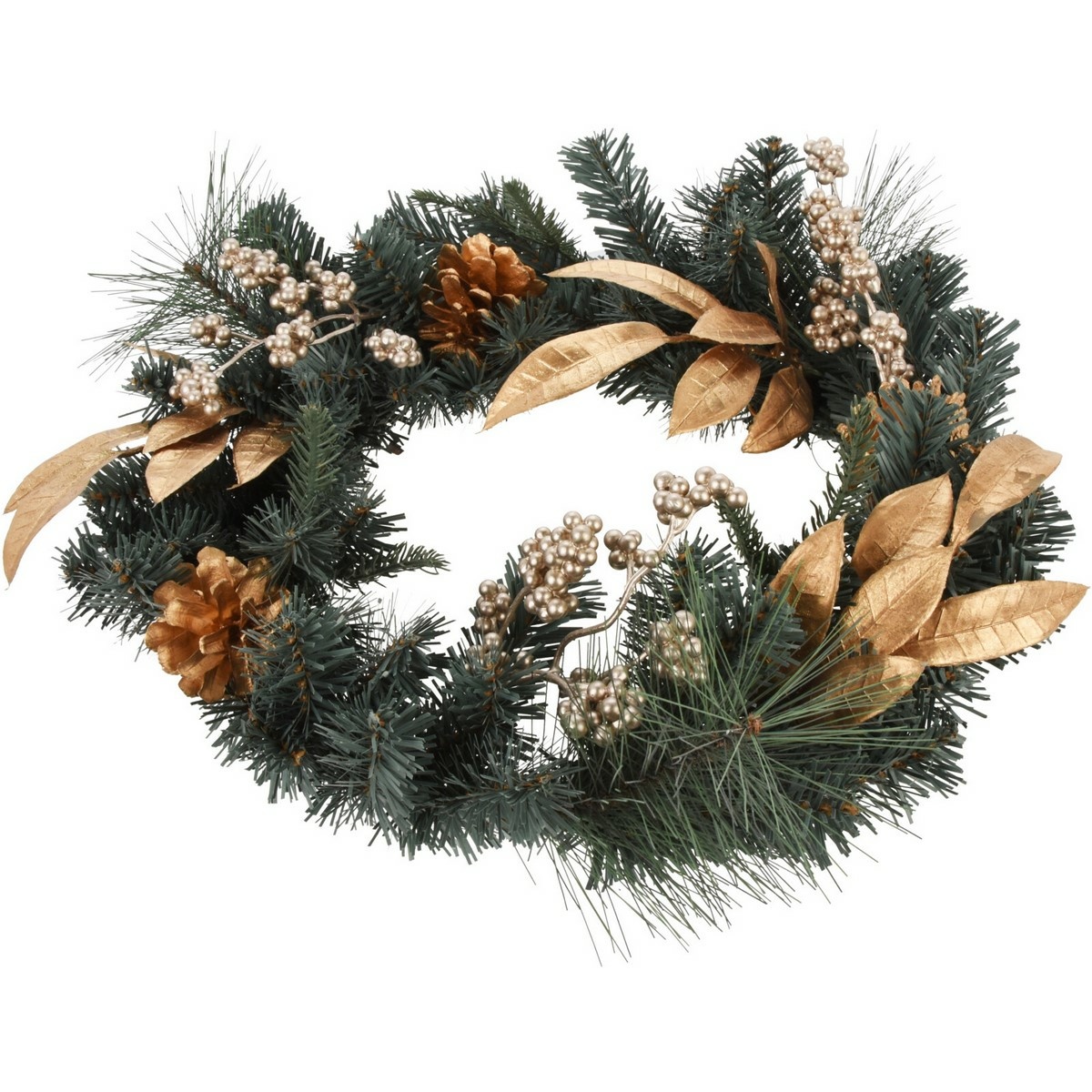 Vianočný veniec Berry and Pinecone zlatá, 45 x 10 x 39 cm