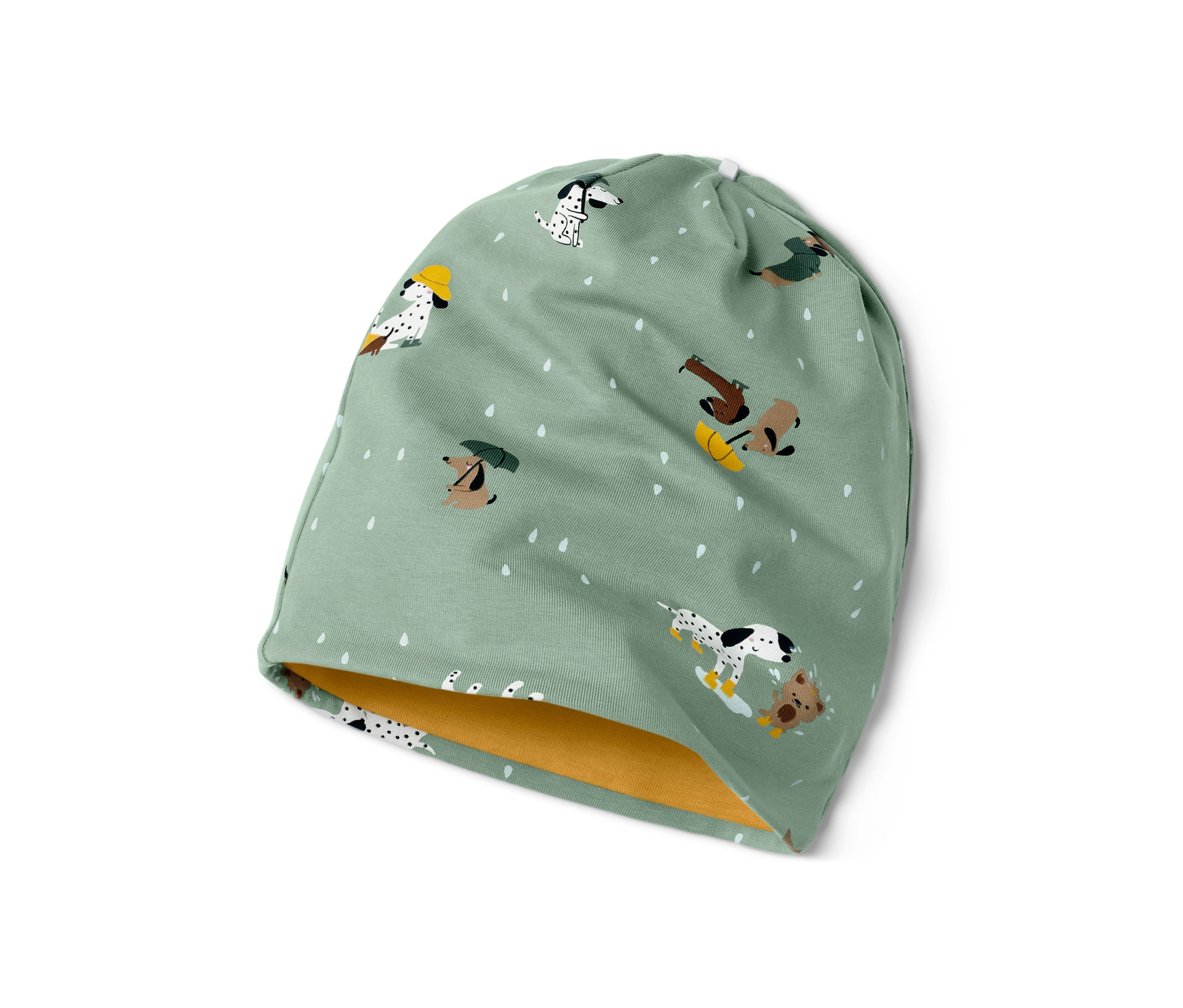 Tchibo - Detská obojstranná čiapka - pre dámy - veľ. 49-52 cm - farba: zelená/s potlačou